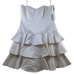 Calvin Klein Baddie Sweetheart Neck Ruffle Tiers Strapless Dress Ivy Womens 10